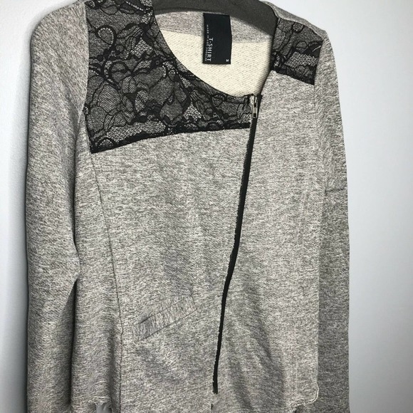 Anthropologie Dolan‎ Lace Panel Gray Zip Up jacket - Picture 2 of 6
